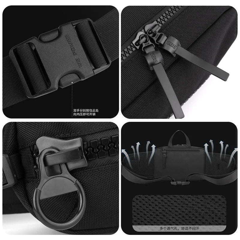 Men S Waist Bag Function Chest Simple Shoulder Large Capacity Diagonal Cross Sports