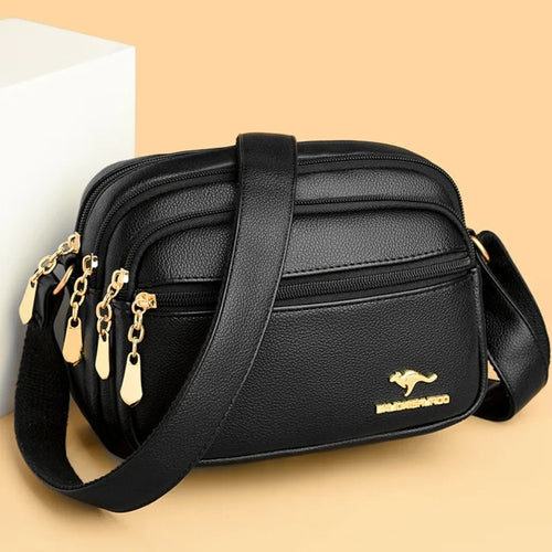 Leather Crossbody Purse for Women – Multi-Pocket Shoulder Messenger Bag