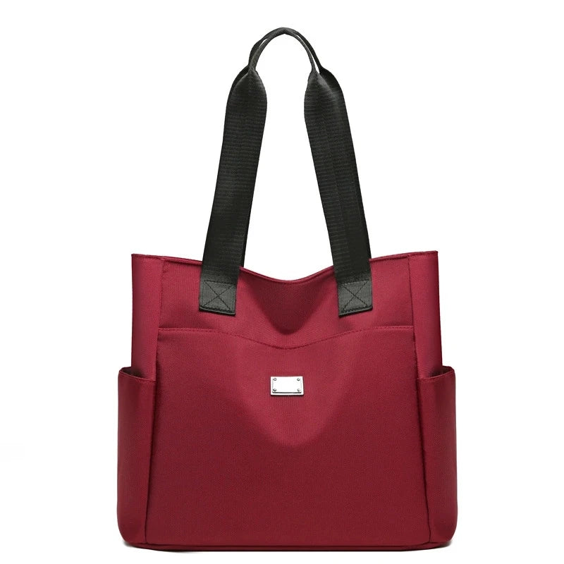 Women's Nylon Tote Bag with Multi-Pocket & Zipper Closure