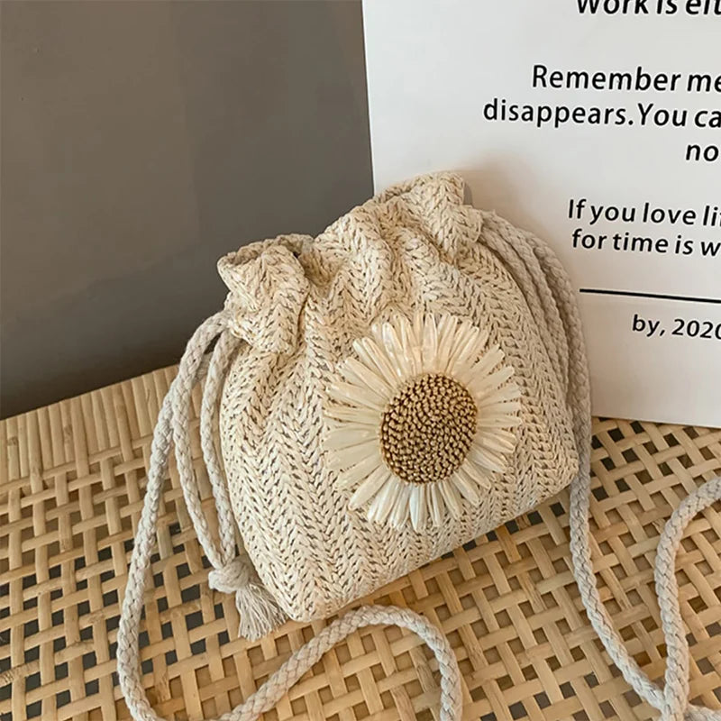 Summer Straw Strap Mouth Women S Woven Bag Single Shoulder Crossbody Travel Amusement