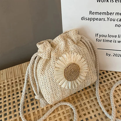 Summer Straw Strap Mouth Women S Woven Bag Single Shoulder Crossbody Travel Amusement