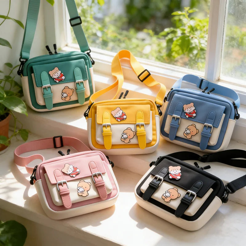 Cartoon Colorblock Mini Canvas Crossbody Bag for Women