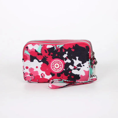 Wristlet Clutch Purse – Floral Multi-Zipper Coin Wallet for Women