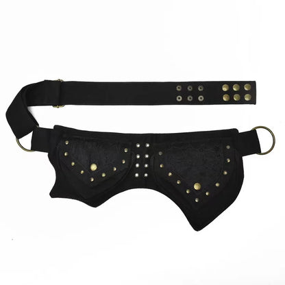 Men S Women Retro Rivet Waist Bag Crossbody Multi-Functional Wear-Resistant Outdoor Storage