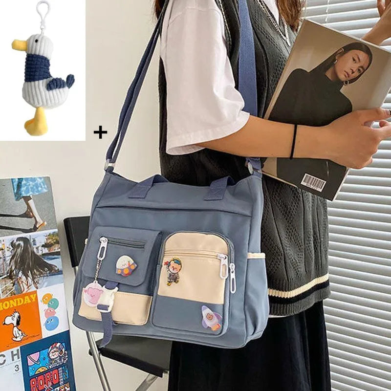 Kawaii Canvas Crossbody Bag – Japanese Style Shoulder Bag for Women & Students