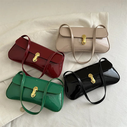 Patent Leather Underarm Bag – Chic Baguette Shoulder Bag