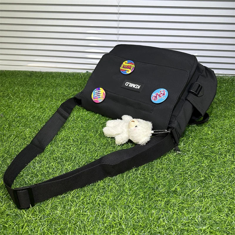 Waterproof Oxford Crossbody Messenger Bag with Badge