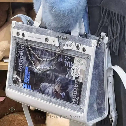 Denim Ita Bag Transparent Pocket DIY Crossbody – Y2K