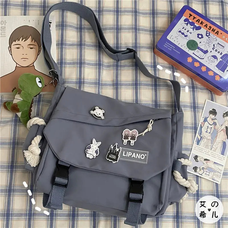 Canvas Crossbody Messenger Bag – Cute Casual Shoulder Bag for Women