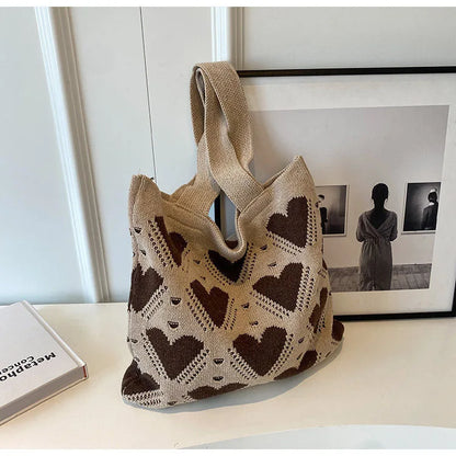 Summer Beach Tote Shoulder Bag Straw Weav Handbag Large Capacity Vacation Weaving Hollow Bags Women