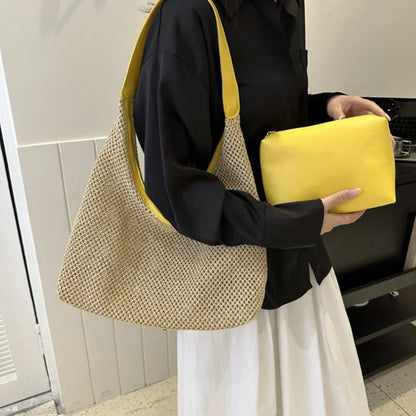 Casual Beach Summer Popular Woven Mother-In-Law Bag Fashionable One-Shoulder Seaside Travel Straw