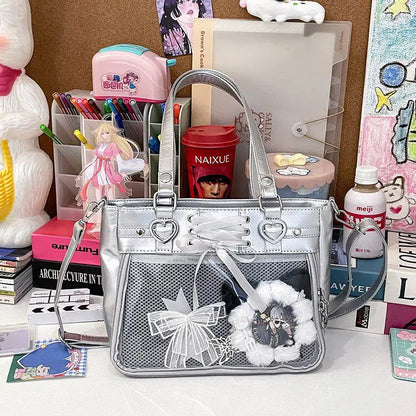 Y2K Ita Shoulder Bag – Transparent DIY Display Crossbody Handbag