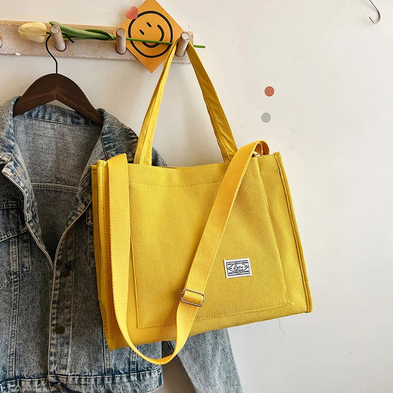 Canvas Tote Bag with Detachable Adjustable Crossbody Strap
