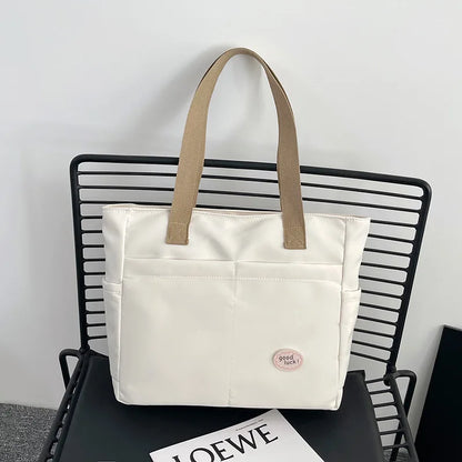 Large Capacity Canvas Tote Bag Casual Multi-Compartment Work Shoulder Bag Women Travel Work Commuter