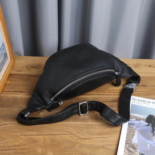 Men S Waist Bag Genuine Leather Casual Crossbody Bag