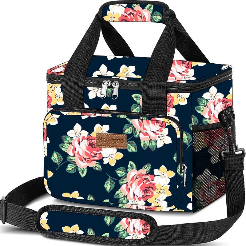15l Large Oxford Cloth Thermal Insulated Lunch Bag Box Women Portable Cross-Body Food Pouch Adult