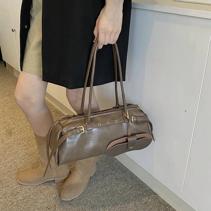 Daily Use Soft Leather Tote Bag Texture Handbags Shoulder Armpit Women S Bag - Soft
