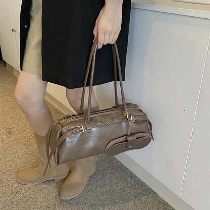 Daily Use Soft Leather Tote Bag Texture Handbags Shoulder Armpit Women S Bag - Soft