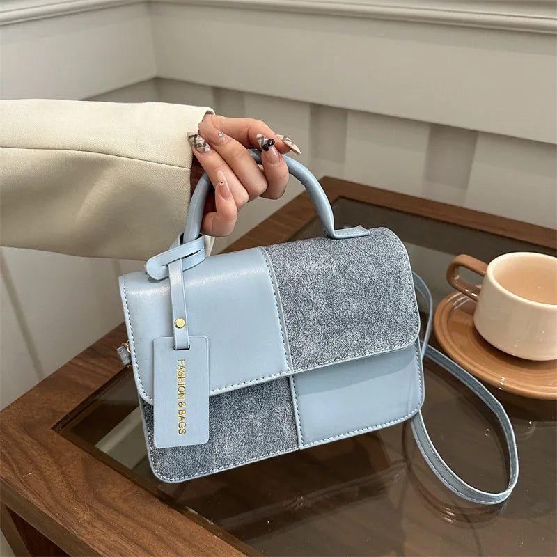 Vintage Patchwork Leather Crossbody Bag for Women