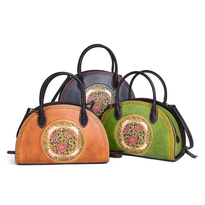 Chinese-Style Dumpling Bag Top-Grain Cowhide Women S Handbag Multi-Functional Large-Capacity