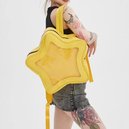 Star-Shaped Ita Bag – Kawaii Transparent Shoulder Bag for Badge Display