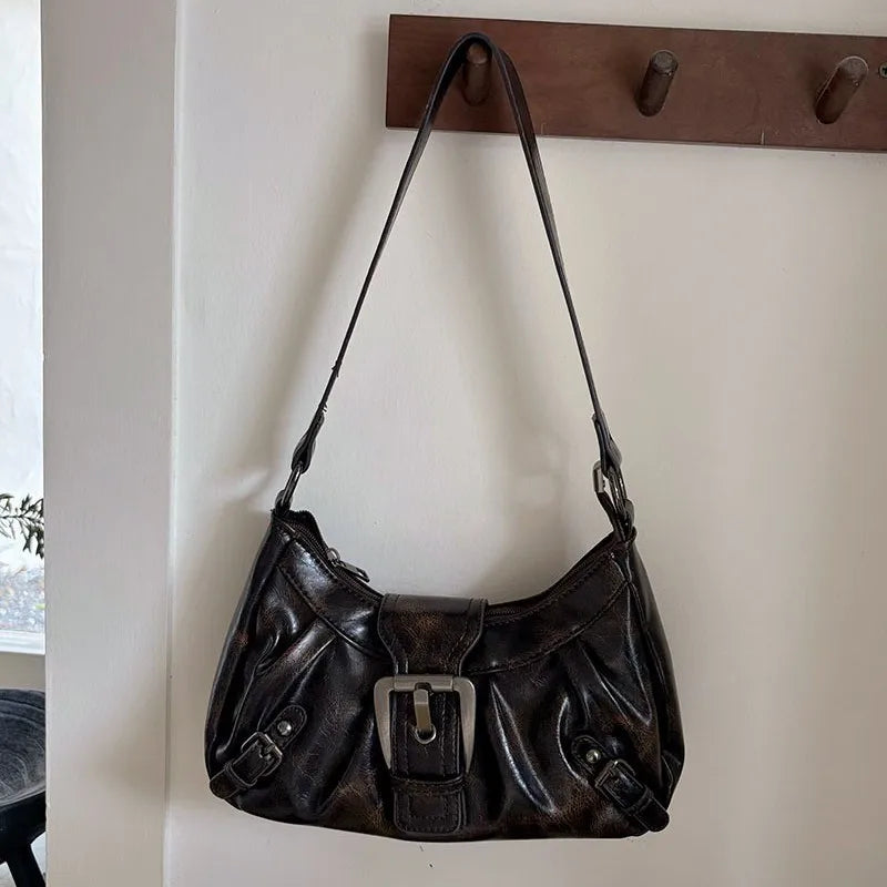 Punk Motorcycle-Style Retro Underarm Bag Multi-Functional Large-Capacity Versatile Shoulder Bag