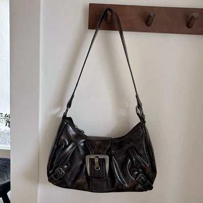 Punk Motorcycle-Style Retro Underarm Bag Multi-Functional Large-Capacity Versatile Shoulder Bag
