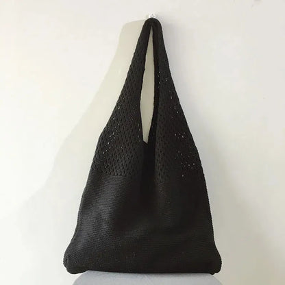 Knit Mesh Tote Bag – Large Hollow-Out Women's Shoulder Bag