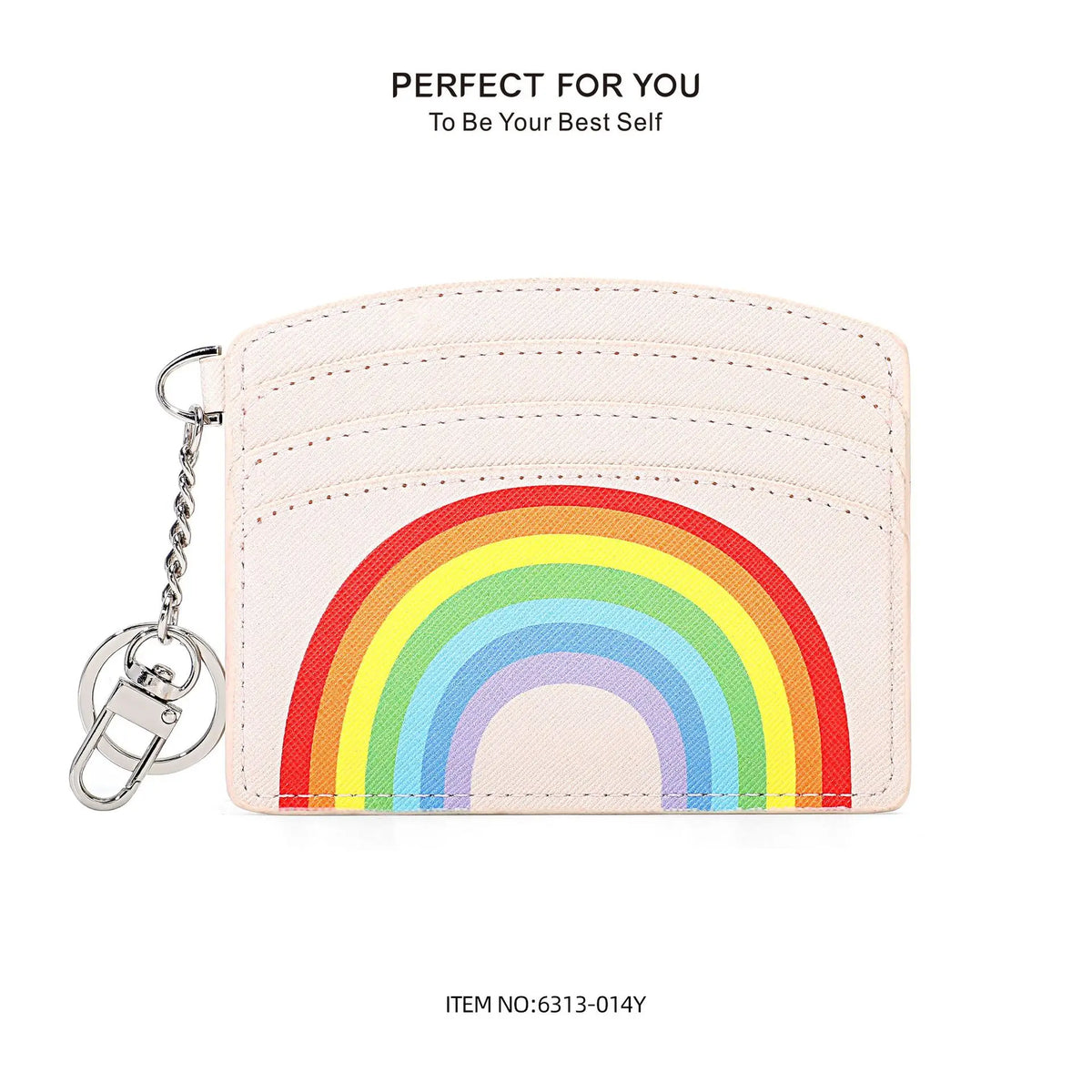 Keychain Waist-Hung Card Case Ladies Multi-Slot Large-Capacity Lightweight Slim Rainbow Card Holder