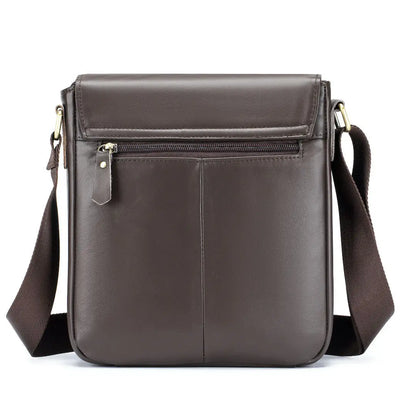 Head Layer Cowhine Retro Cover Type Diagonal Cross Bag Commuting Large Capacity Real Leather Men S