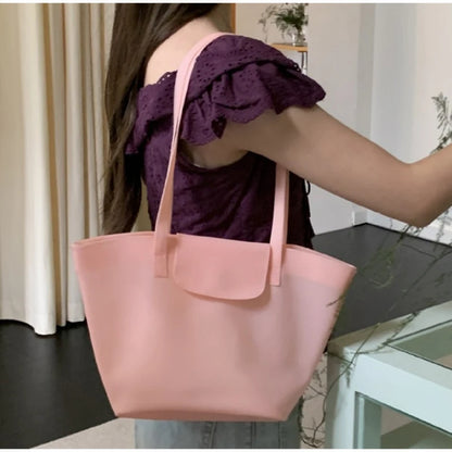 Summer Transparent Jelly Shoulder Bag Trendy Niche Macaron-Colored Handbag Simple Commuter Tote