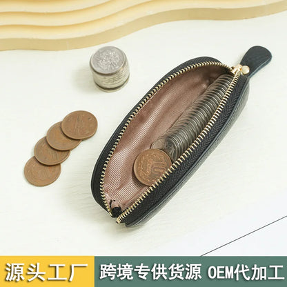 Leather Mini Coin Purse Long Cute Zipper Bag Ladies Cowhine Small