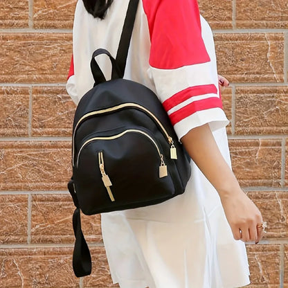 Stylish Black Nylon Street Backpack Women Multiple Pockets