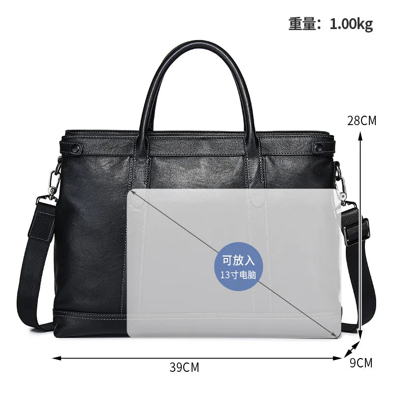 15 6-Inch Computer Bag Men S Genuine Leather Briefcase Business Leisure