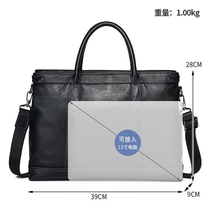 15 6-Inch Computer Bag Men S Genuine Leather Briefcase Business Leisure