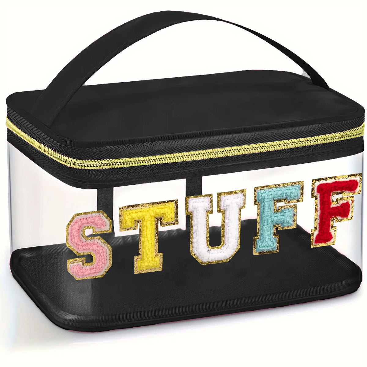 Embroidered Storage Bag Pvc Transparent Letter Makeup Bag Large-Capacity Makeup Bag