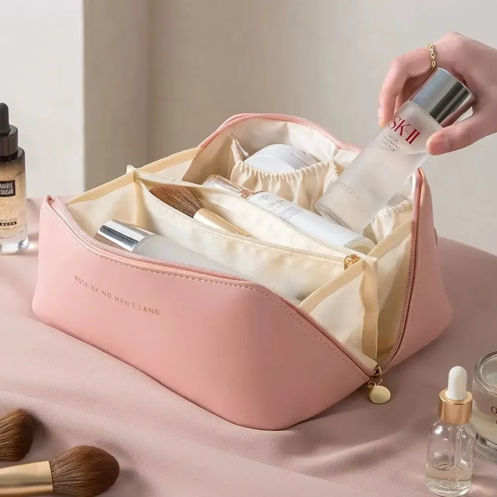 Homefish Luxury Zipper Cosmetic Storage Case Portable Travel Makeup Organizer Toiletry Bag Women