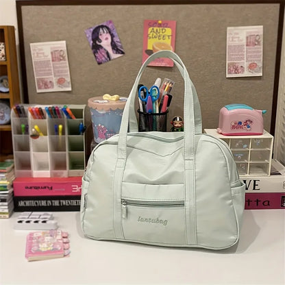 Large Capacity Tote Bag with Plush Charm & Multi Pockets