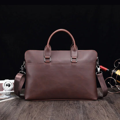 Casual Pu Leather Men S Handbag Briefcase Retro Business 15 6 Inch Multi-Function Computer Bag