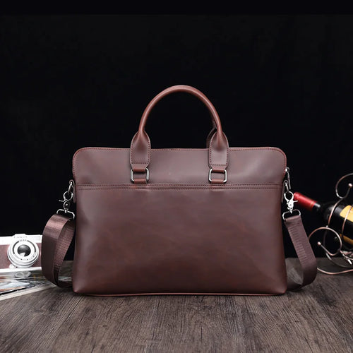 Casual Pu Leather Men S Handbag Briefcase Retro Business 15 6 Inch Multi-Function Computer Bag