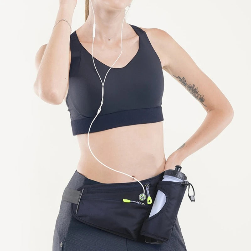 Running Waist Belt Bag with Water Bottle Holder & Phone Pouch
