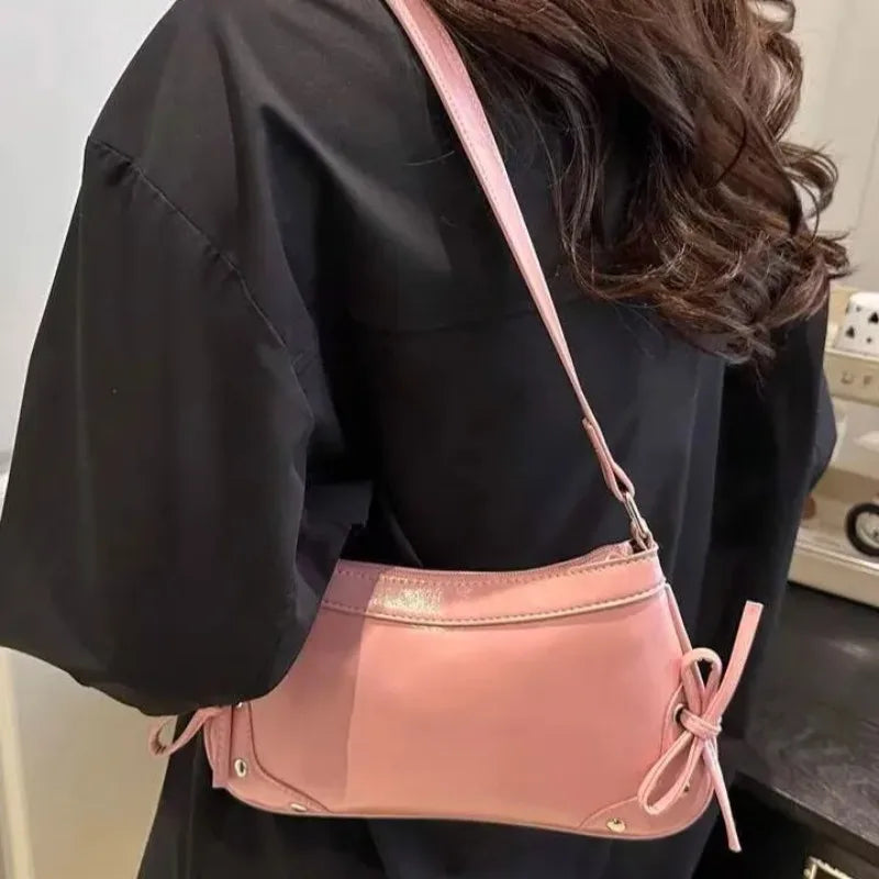 Bow Underarm Bag – Soft Leather Shoulder & Crossbody Purse