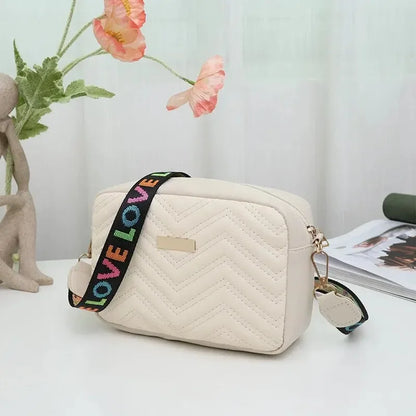 Embroidered Pu Camera Bag Small Square Shoulder Bag