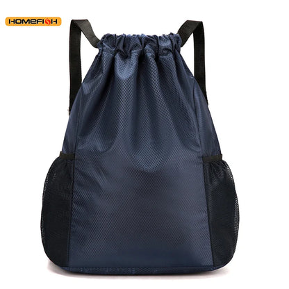 Homefish Sports Drawstring Backpack Large Capacity Sackpack Gym Swim Beach Basketball Bag Fitness