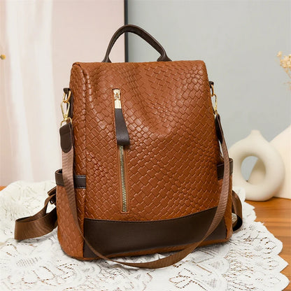 Designer PU Leather Backpack for Women – Large Capacity Travel Bag