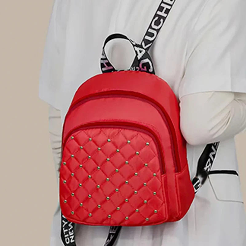 Elegant Quilted Rivet Mini Backpack Spacious Inner Storage