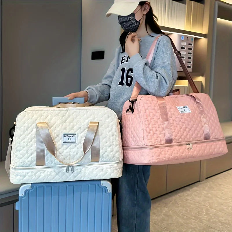 Luxurious Oversized Duffel Bag Stylish Durable Dry Wet Separation Handy Side Pockets Travel