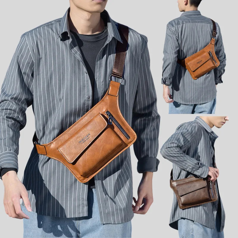 Men S Chest Bag Waterproof Large Capacity Cross-Body Shoulder Mobile Phone Storage Sports Small Body