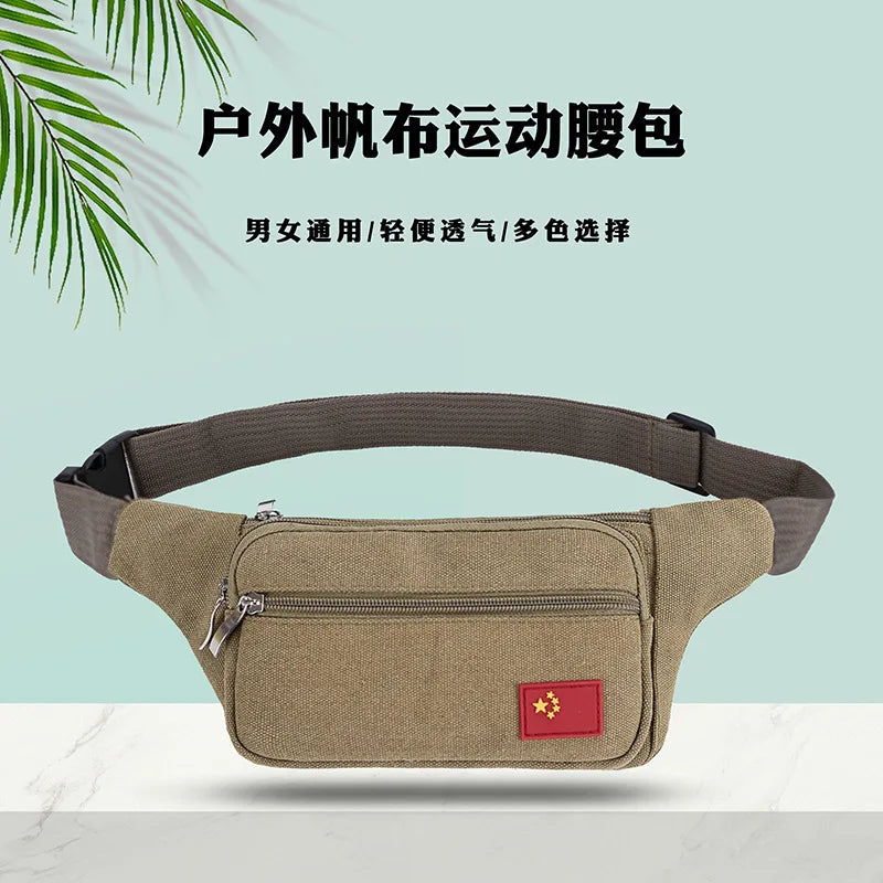 Outdoor Canvas Sports Waist Bag Men Riding Tactics Mobile Phone Storage