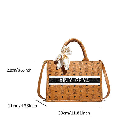 Fashionable Luxury Retro Printed Handbag Crossbody Bag Paired High-Value Scarves Used Daily